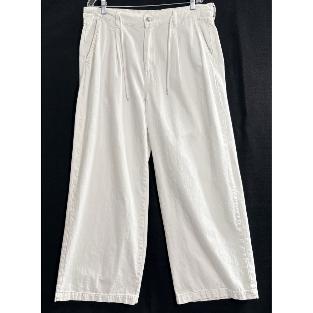 OLD NAVY Women High Rise Drapey Drawcord Wide Leg Pants Sz 14T White 5-1